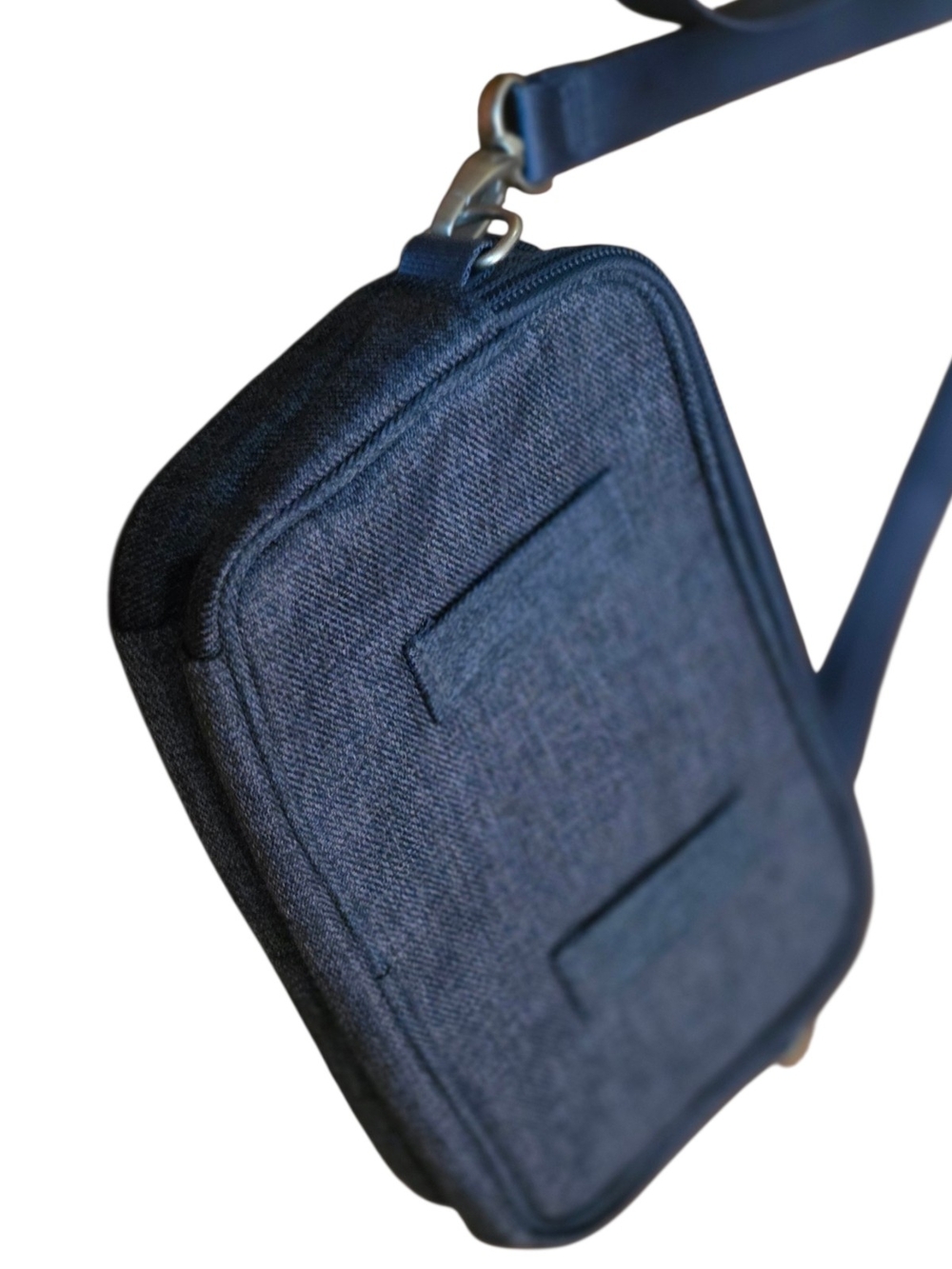 Baggallini Navy Blue Denim Crossbody Bag - Compact Everyday Carry - Picture 7 of 15